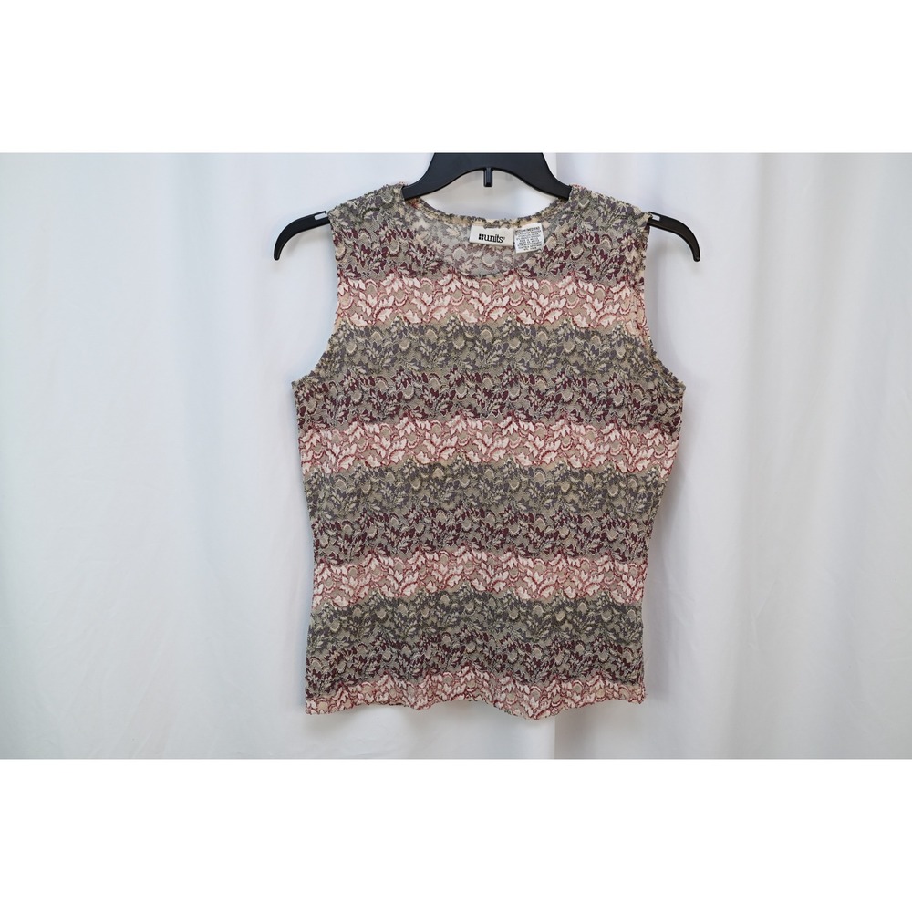 Units Lace Floral Tank Top Medium Multi Color Sleeveless Crew Neck Stretch